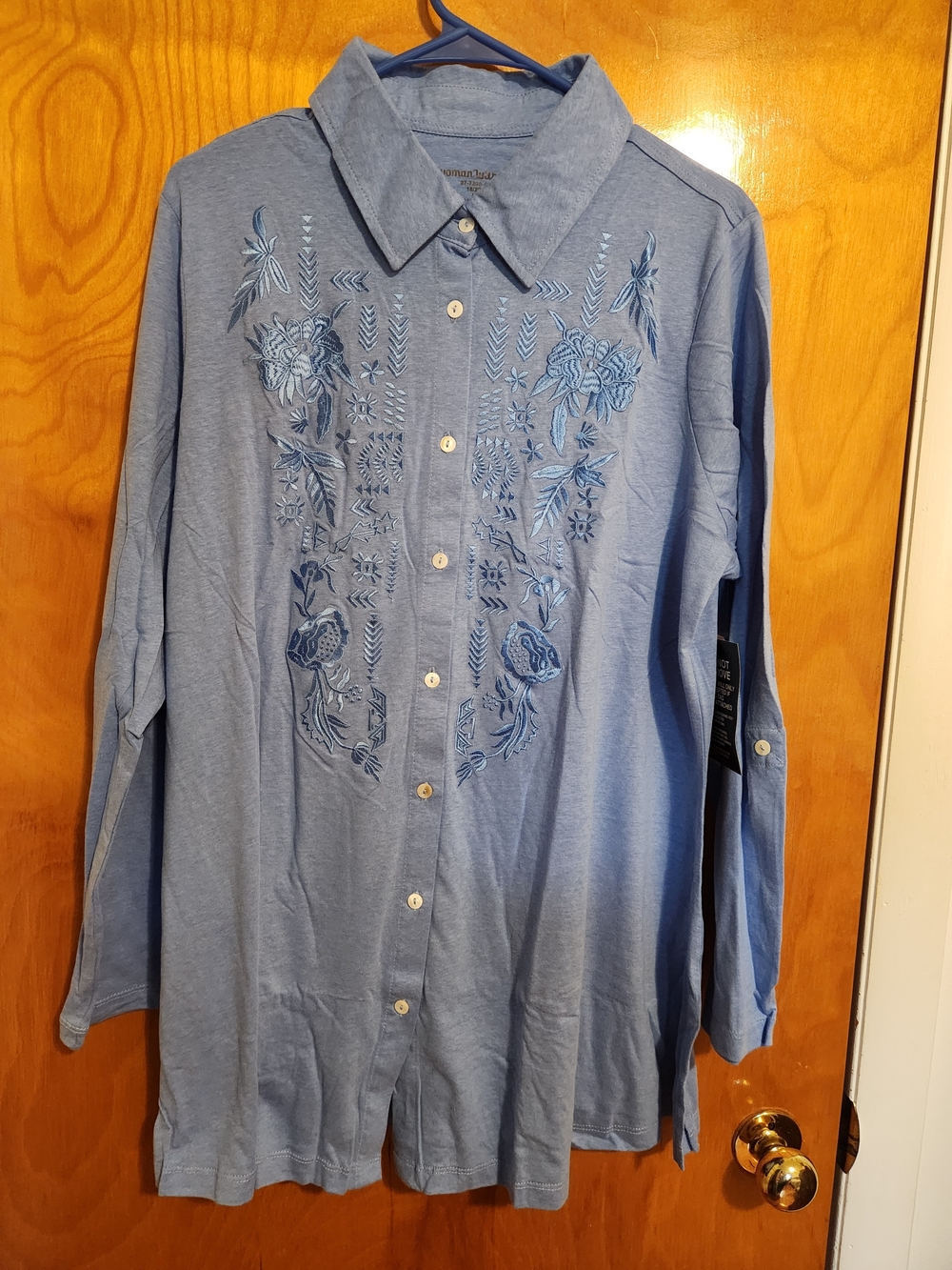 New Woman Within 18/20 Embroidered Button-Down Shirt
